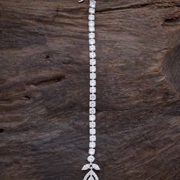 Kushal's Fashion Jewellery White Cubic Zirconia Maang Tikka-image-24