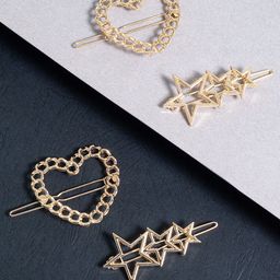 Golden Peacock Women Gold-Toned Set of 4 Embellished Bobby Pins-17