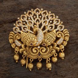 Kushal's Fashion Jewellery Gold-Plated Embellished Hair Brooch-image-43