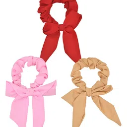 FUNKRAFTS Girls Pack Of 3 Hair Scarf Scrunchie with Bow Ponytail Holder-27