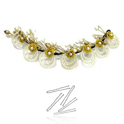 Hair Flare Women Artificial Metal Flowers With Pearls Beaded Tiara-picture-7