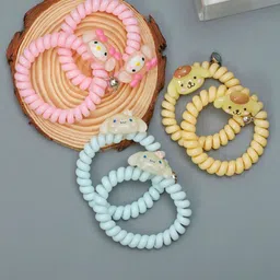 Yellow Bee Girls Set of 6 Spiral Ponytail Holders-16