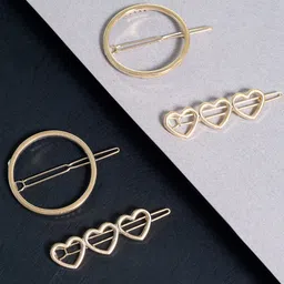 Golden Peacock Women Gold-Toned Set of 4 Embellished Bobby Pins-image-17