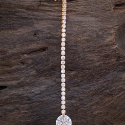 Kushal's Fashion Jewellery Women White CZ-Studded Maang Tikka-picture-1