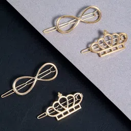 Golden Peacock Women Gold-Toned Set of 4 Bobby Pins-14