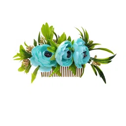 Hair Flare Flower and Leaf Shaped Beaded Comb Pin-5