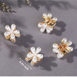 VAGHBHATT Women Gold-Toned & White Set of 6 Claw Clip-16
