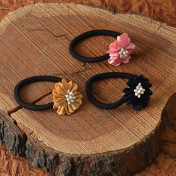 FUNKRAFTS Girls Pink & Black Set of 3 Ponytail Holder-image-24
