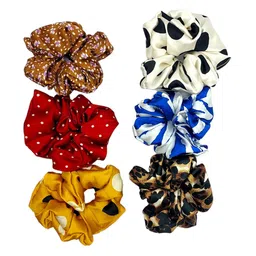 DIAN Assorted Pack of 6 XL Satin Print Hair Scrunchies-57