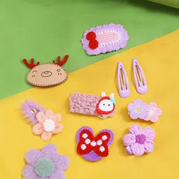 Yellow Chimes Girls Purple & Red Embellished Tic Tac Hair Clip-image-97