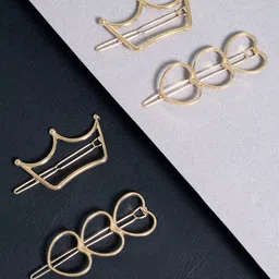 Golden Peacock Women Gold-Toned Set of 4 Hair Accessory Set-image-48