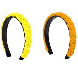 YouBella Women Pack Of 2 Yellow & Orange Braided Hairbands-42