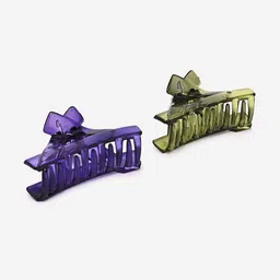 BuckleUp Girls Purple & Olive Green Set of 2 Claw Clip-image-41