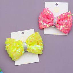 Yellow Bee Girls Pink & Yellow Set of 2 Embellished Alligator Hair Clip-18