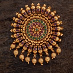 Kushal's Fashion Jewellery Gold-Plated Embellished Hair Brooch-image-45