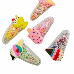 FEMMIBELLA Girls Set Of 5 Embellished Tic Tac Hair Clip-41
