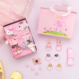 Yellow Bee Girls Peach-Coloured Set of 17 Clips With 6 Rubber Band & 1 Belt With One Box-picture-36