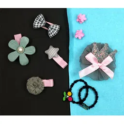 VAGHBHATT Girls Green & Pink Hair Accessory Set of-7