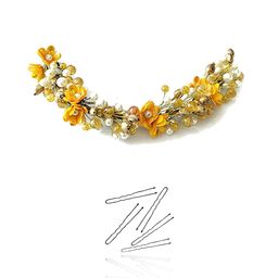 Hair Flare Artificial Small Rose Flower Gajra Beaded Tiara-image-4