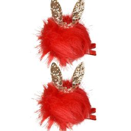 Aye Candy Girls Red & Gold-Toned Set of 2 Fur Pompom with Ears Alligator Hair Clip-10