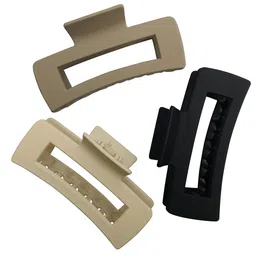 FIMBUL Women Set of 3 Black & Beige Solid Claw Clip-16