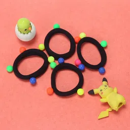 Jewelz Girls Black Set of 4 Beaded Ponytail Holders-15