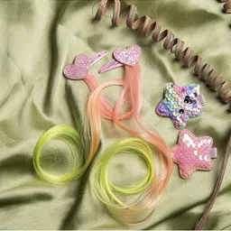 Jewelz Girls Multicolored Set of 4 Embellished Star Shaped & Heart Shaped Alligator Hair Clip-image-74