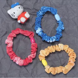 Jewelz Girls Blue & Orange Set of 3 Lace Ponytail Holders-image-78