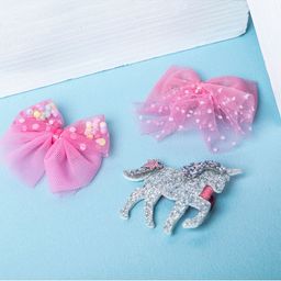 Jewelz Girls Pink & Silver-Toned Set of 3 Alligator Hair Clip-54