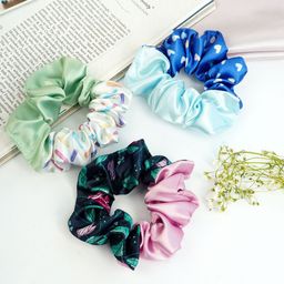 Ferosh Women Set of 3 Leafy Satin Scrunchies-image-24