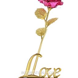 INTERNATIONAL GIFT Pink & Gold Toned Rose Flower With Leaf-image-94