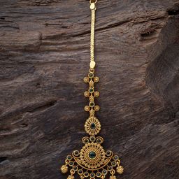 Kushal's Fashion Jewellery Gold-Plated Artificial Stones Studded Maang Tikka-image-66