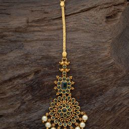 Kushal's Fashion Jewellery Gold-Plated Stone Studded Antique Maang Tikka-image-54