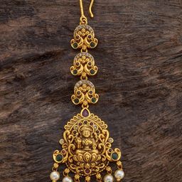 Kushal's Fashion Jewellery Gold-Plated Stones Studded & Beads Beaded Maang Tikka-50