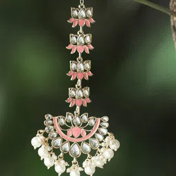 Adwitiya Collection 24CT Gold Plated Artificial Stones Studded Maang Tikka-image-62