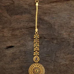 Kushal's Fashion Jewellery Gold Plated Red Studded Maangtikka-22