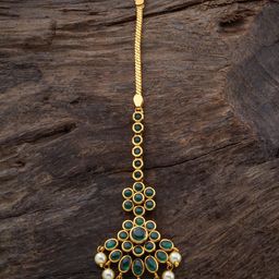 Kushal's Fashion Jewellery Gold-Plated Stone-Studded & Beaded Antique Maang Tikka-17