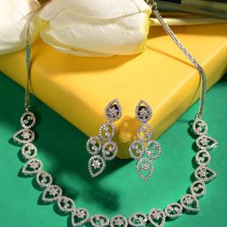 Saraf RS Jewellery  Gold-Plated & White AD-Studded Jewellery Set-image-37