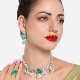 Zaveri Pearls Gold-Plated Artificial Stones & Beads Studded Jewellery Set-17