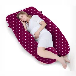 Mom's Moon Wine Dot Printed Fiber Filled Faux Velvet Maternity Pillow-6