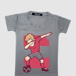 RISH Kids Grey & Red Dabbing Footballer Printed T-shirt-2