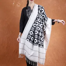Exotic India Ethnic Motifs Printed Pochampally Pure Cotton Ikat Dupatta-image-37