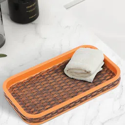 OBSESSIONS Brown & Orange Textured Bath Tray-41
