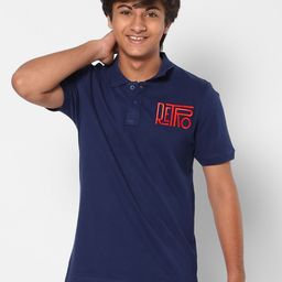 TeenTrums Boys Polo Collar Indigo Cotton T-shirt-image-69