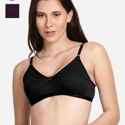 Shyaway Pack of 2 Women Black & Purple Non Wired Medium Coverage Everyday Bra-picture-21