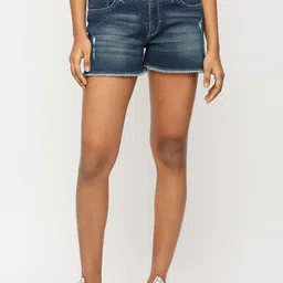 Pepe Jeans Women Washed Mid-Rise Stretchable Denim Shorts-image-32