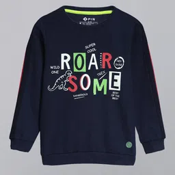 3PIN Boys Navy Blue & White Typography Printed Glow in Dark Cotton Sweatshirt-image-97