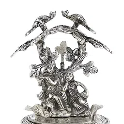 INTERNATIONAL GIFT Silver Plated Radha Krishna Tree Idol With Luxury Velvet Box Gift Set-2