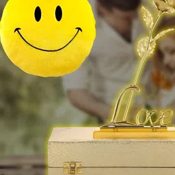 INTERNATIONAL GIFT Rose Flower With Love Stand & Luxury Gift Box With Smiley Pillow-image-99