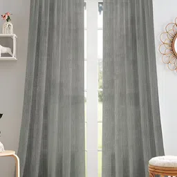 Cortina Grey 2 Pieces Rod Pocket Sheer Long Door Curtain-image-64